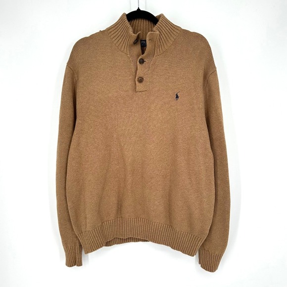 Polo Ralph Lauren Other - Polo Ralph Lauren Men's Camel Wood Button Sweater XL Knit Embroidered Polo